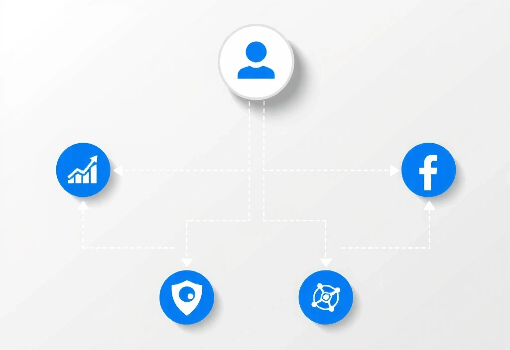 Grafické znázornění toku dat mezi webem a službami třetích stran