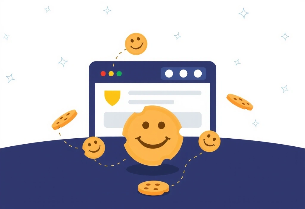 Ilustrace cookie souborů na webové stránce